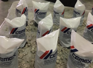 Image of bags of photocatalytic concrete.