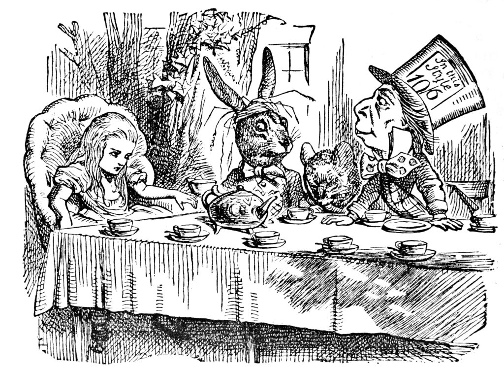 the Mad Hatter's tea party from Alice in Wonderland