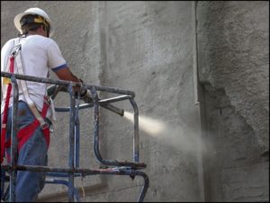 Nozzleman applying shotcrete