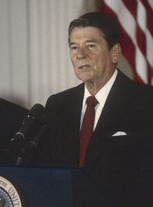 President Ronald Reagan at a 1984 news conference