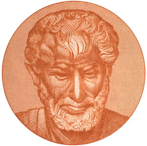 Portrait of Aristotle from 10,000 Greek drachma note
